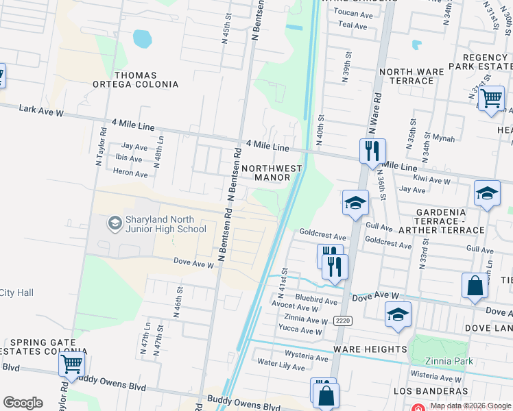map of restaurants, bars, coffee shops, grocery stores, and more near 4212 Heron Avenue in McAllen