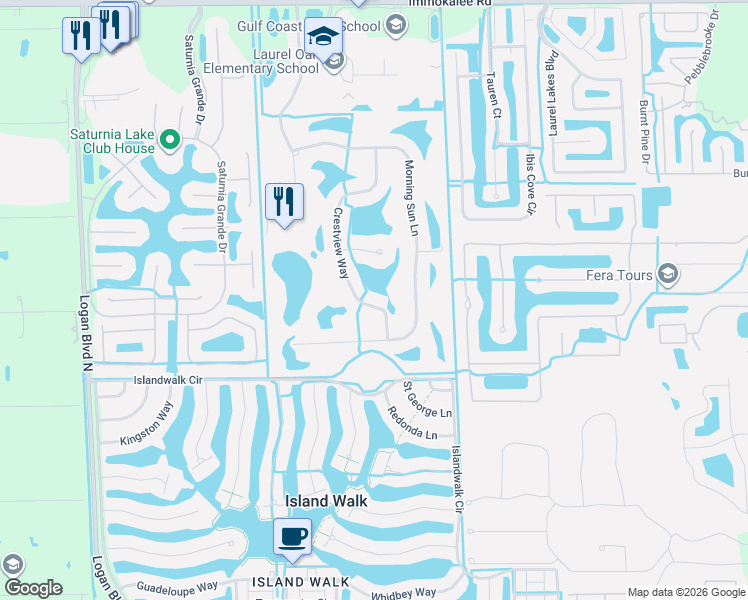 map of restaurants, bars, coffee shops, grocery stores, and more near 1892 Crestview Way in Naples