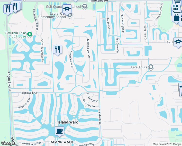 map of restaurants, bars, coffee shops, grocery stores, and more near 1930 Morning Sun Lane in Naples