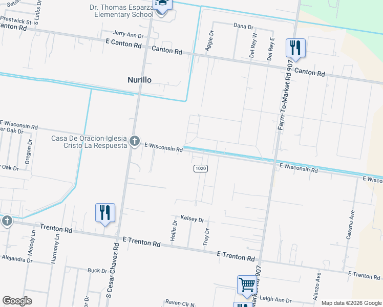 map of restaurants, bars, coffee shops, grocery stores, and more near 4704 East Wisconsin Road in Edinburg