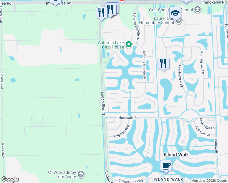 map of restaurants, bars, coffee shops, grocery stores, and more near 1830 Senegal Date Drive in Naples
