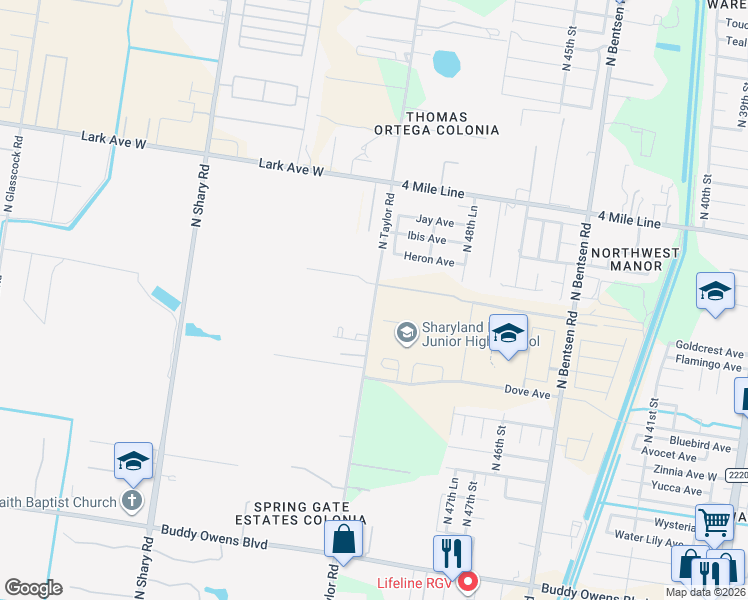 map of restaurants, bars, coffee shops, grocery stores, and more near 5141 North Taylor Road in Mission
