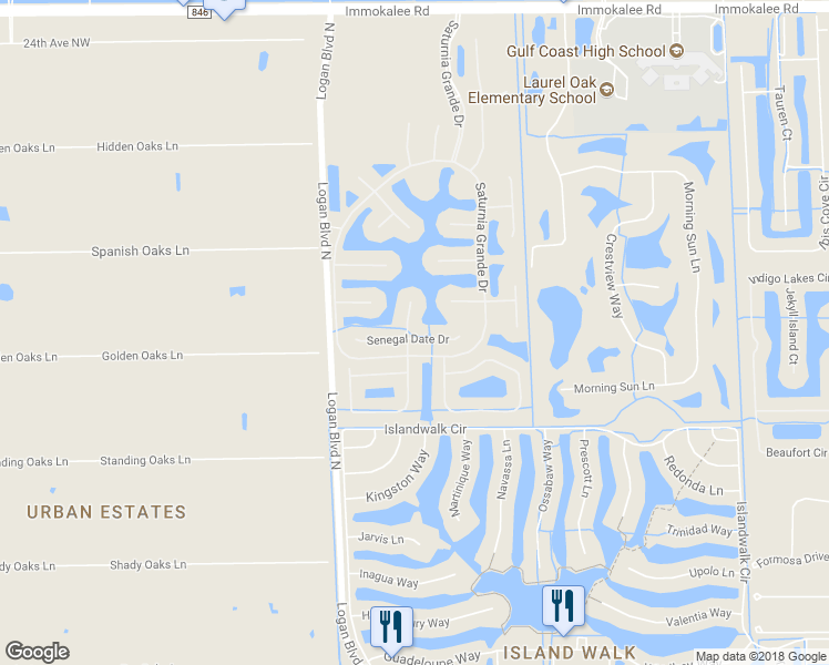 map of restaurants, bars, coffee shops, grocery stores, and more near 1850 Ivory Cane Point in Naples