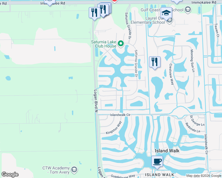 map of restaurants, bars, coffee shops, grocery stores, and more near 1830 Senegal Date Drive in Naples