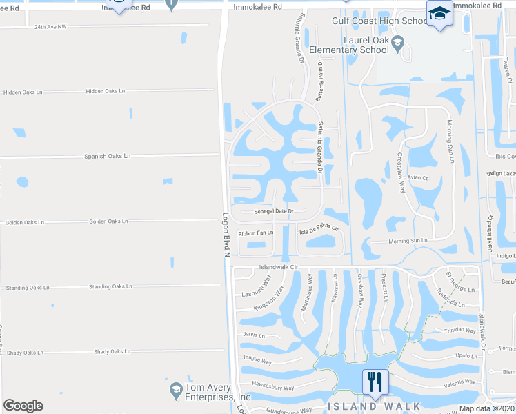 map of restaurants, bars, coffee shops, grocery stores, and more near 1826 Senegal Date Drive in Naples