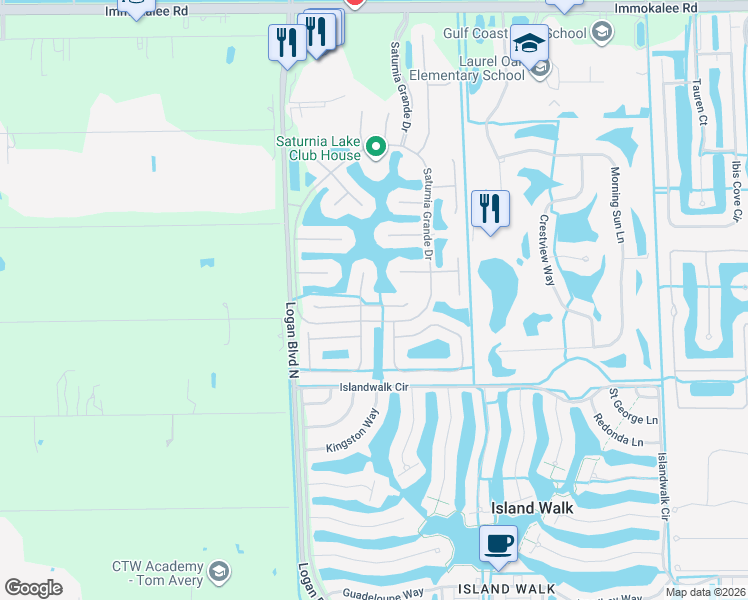 map of restaurants, bars, coffee shops, grocery stores, and more near 1852 Senegal Date Drive in Naples