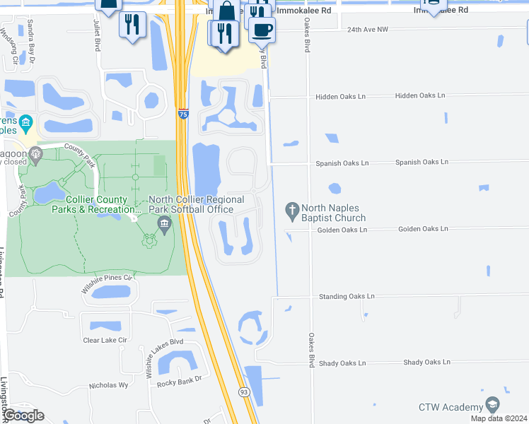 map of restaurants, bars, coffee shops, grocery stores, and more near 1878 Tarpon Bay Drive South in Naples
