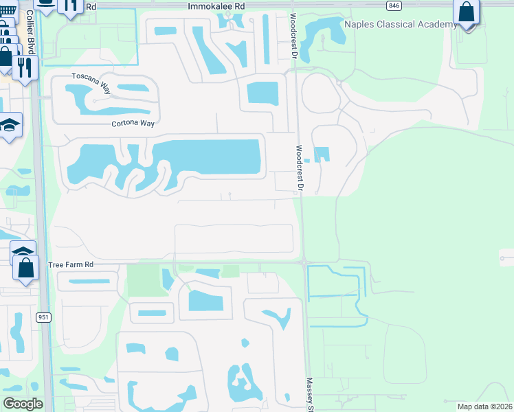 map of restaurants, bars, coffee shops, grocery stores, and more near 1768 Acremaker Road in Naples