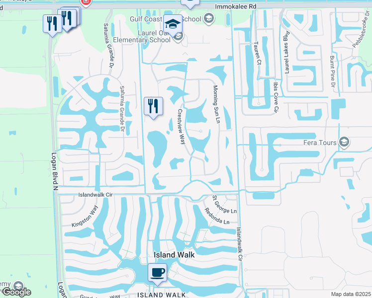 map of restaurants, bars, coffee shops, grocery stores, and more near 1937 Crestview Way in Naples