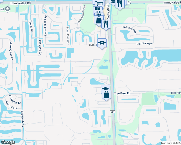 map of restaurants, bars, coffee shops, grocery stores, and more near 14952 Indigo Lakes Drive in Naples