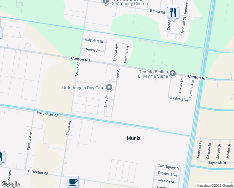 map of restaurants, bars, coffee shops, grocery stores, and more near 3108 Arcola in Edinburg
