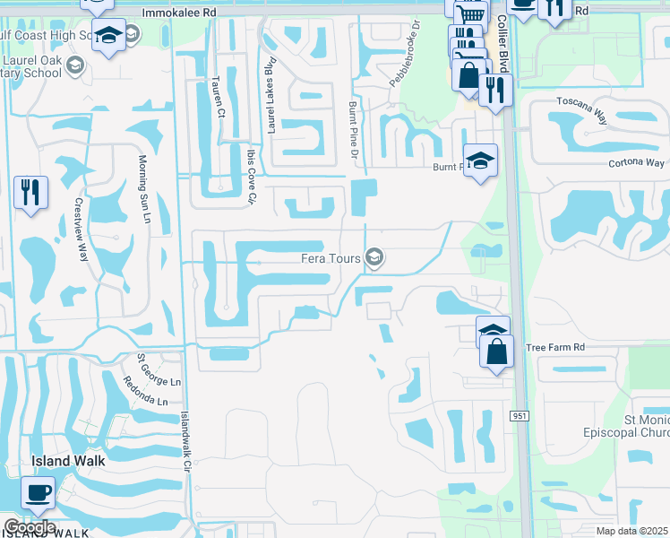 map of restaurants, bars, coffee shops, grocery stores, and more near 14854 Fripp Island Court in Naples