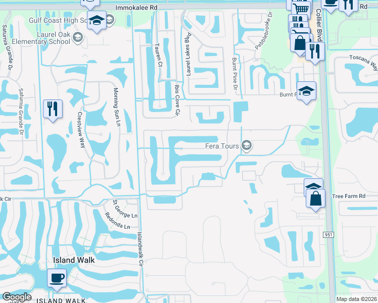 map of restaurants, bars, coffee shops, grocery stores, and more near 14802 Fripp Island Court in Naples