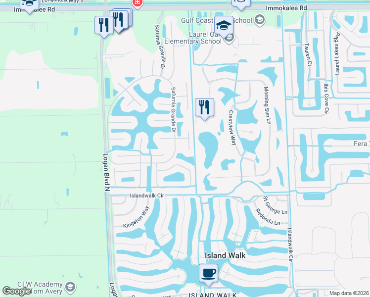map of restaurants, bars, coffee shops, grocery stores, and more near 2029 Painted Palm Drive in Naples