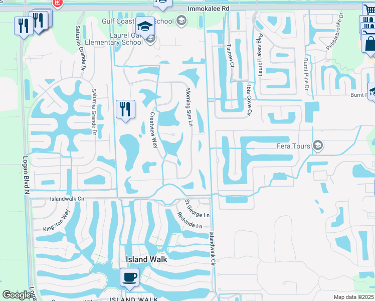 map of restaurants, bars, coffee shops, grocery stores, and more near 1930 Morning Sun Lane in Naples