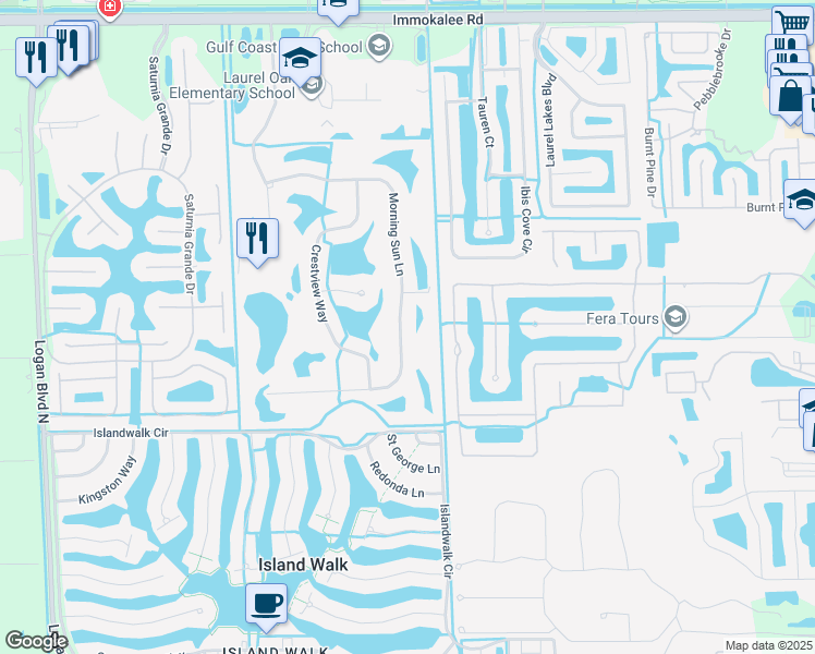 map of restaurants, bars, coffee shops, grocery stores, and more near 1930 Morning Sun Lane in Naples