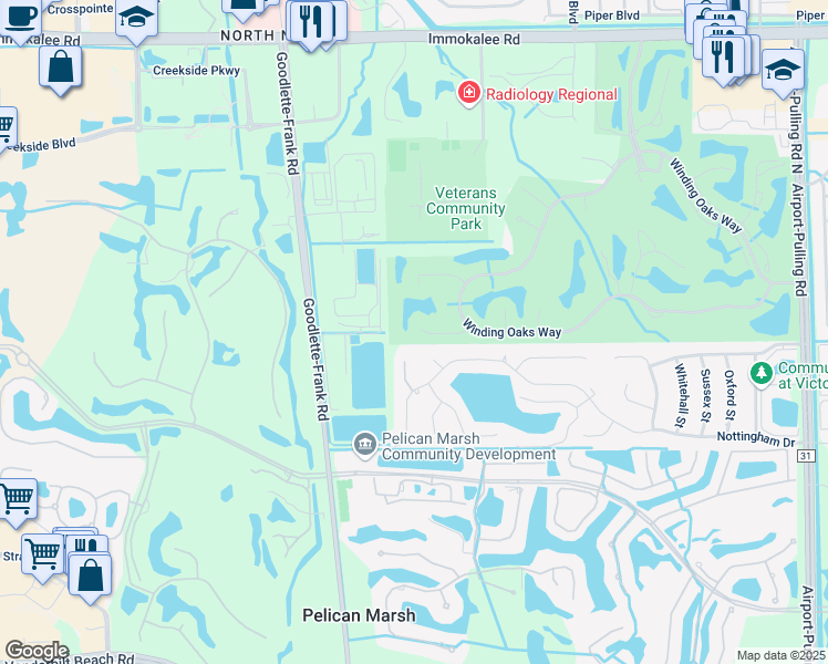 map of restaurants, bars, coffee shops, grocery stores, and more near 1795 Leamington Lane in Naples