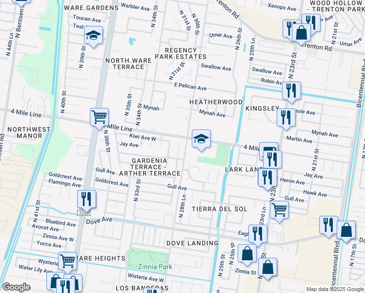 map of restaurants, bars, coffee shops, grocery stores, and more near 6200 North 29th Lane in McAllen