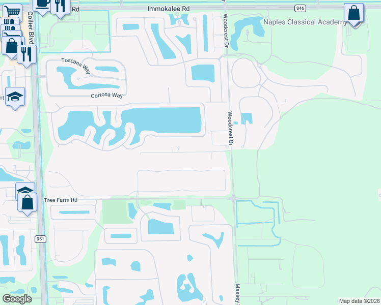 map of restaurants, bars, coffee shops, grocery stores, and more near 1768 Acremaker Road in Naples
