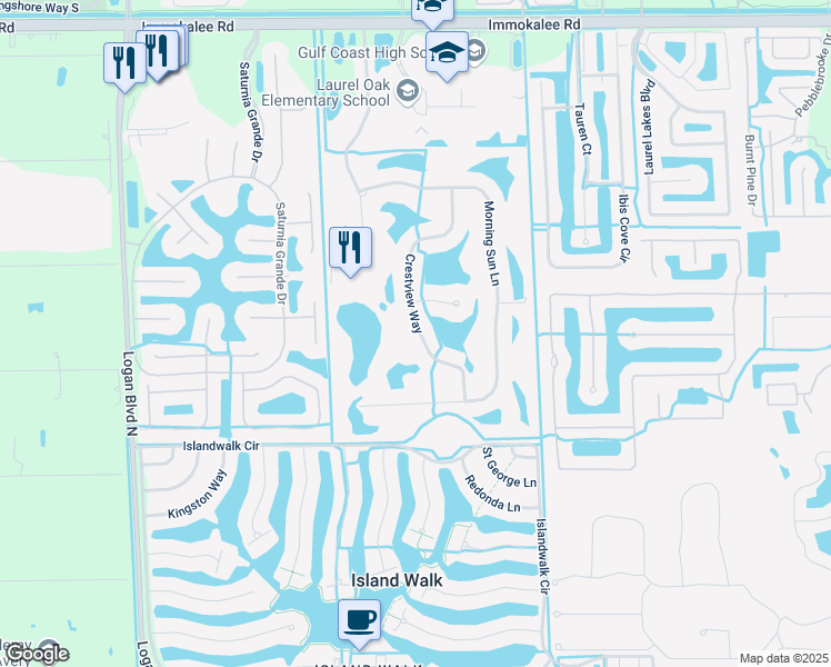 map of restaurants, bars, coffee shops, grocery stores, and more near 1937 Crestview Way in Naples