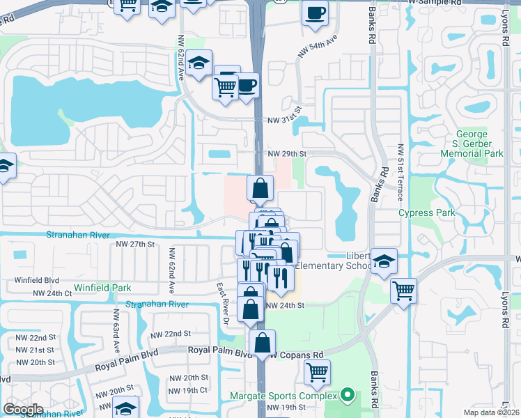 map of restaurants, bars, coffee shops, grocery stores, and more near in Margate