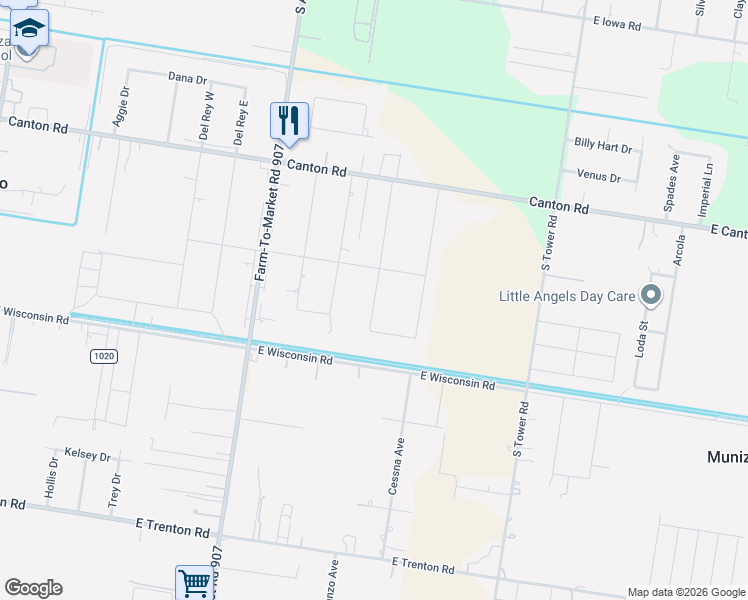 map of restaurants, bars, coffee shops, grocery stores, and more near 6203 East Wisconsin Road in Edinburg