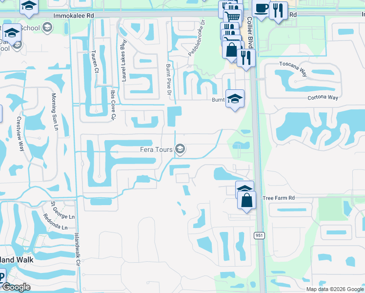 map of restaurants, bars, coffee shops, grocery stores, and more near 14852 Indigo Lakes Circle in Naples