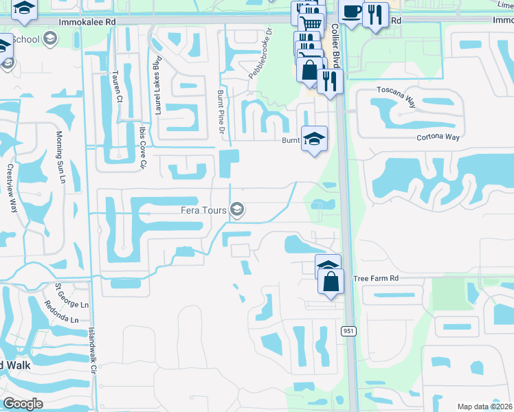 map of restaurants, bars, coffee shops, grocery stores, and more near 14928 Indigo Lakes Drive in Naples