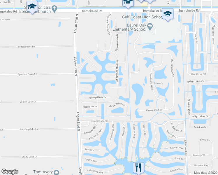 map of restaurants, bars, coffee shops, grocery stores, and more near 2105 Amargo Way in Naples