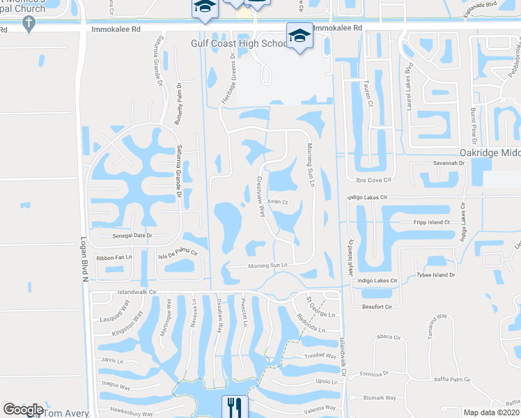 map of restaurants, bars, coffee shops, grocery stores, and more near 1868 Avian Court in Naples