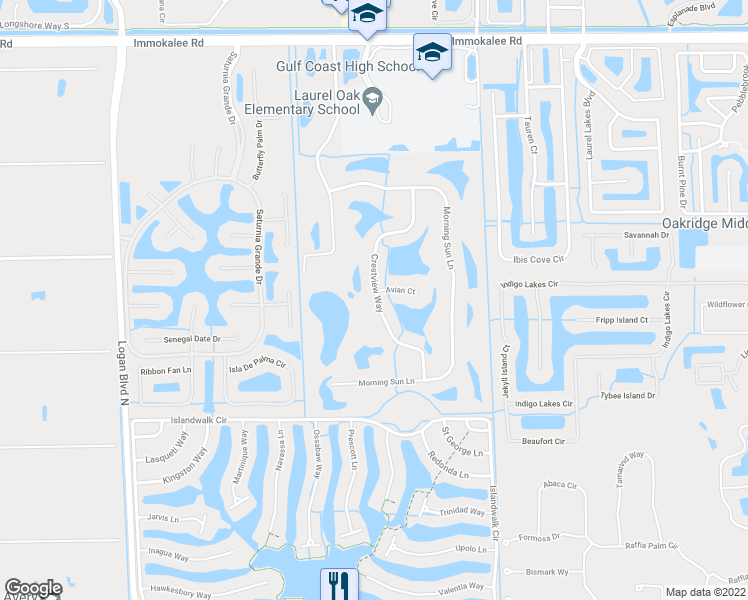 map of restaurants, bars, coffee shops, grocery stores, and more near 1868 Avian Court in Naples