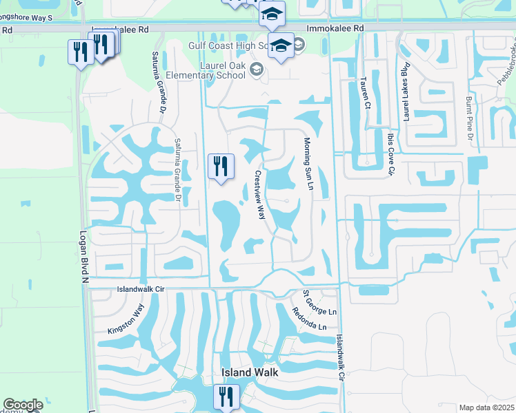 map of restaurants, bars, coffee shops, grocery stores, and more near 1925 Crestview Way in Naples