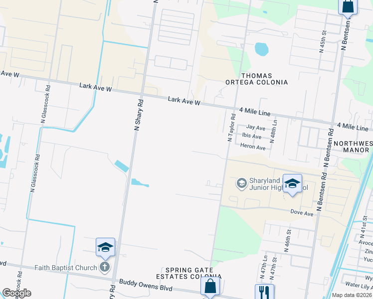 map of restaurants, bars, coffee shops, grocery stores, and more near 5141 North Taylor Road in Mission