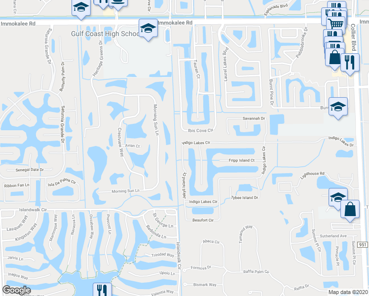 map of restaurants, bars, coffee shops, grocery stores, and more near 14579 Indigo Lakes Circle in Naples