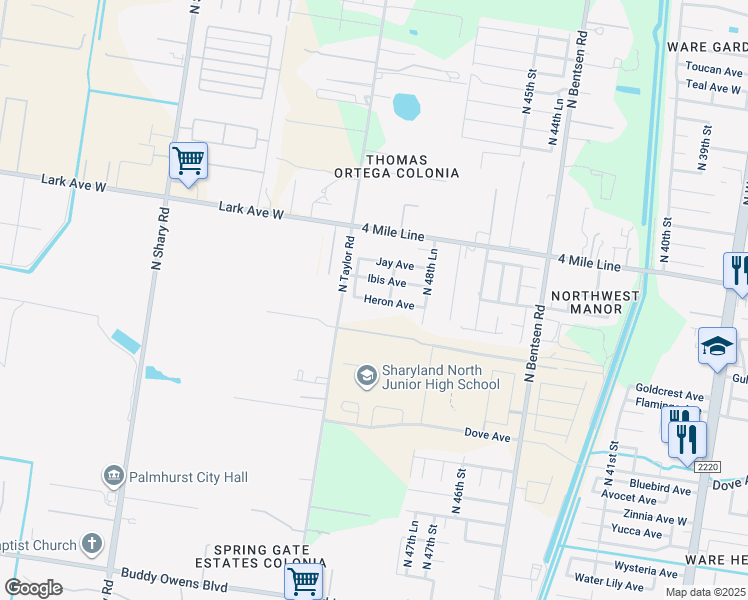map of restaurants, bars, coffee shops, grocery stores, and more near 5028 Heron Avenue in McAllen