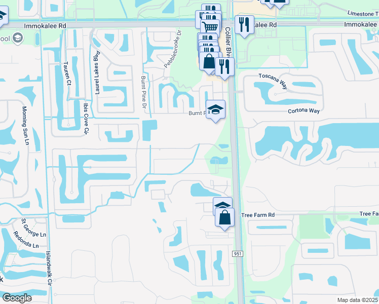 map of restaurants, bars, coffee shops, grocery stores, and more near 14952 Indigo Lakes Drive in Naples