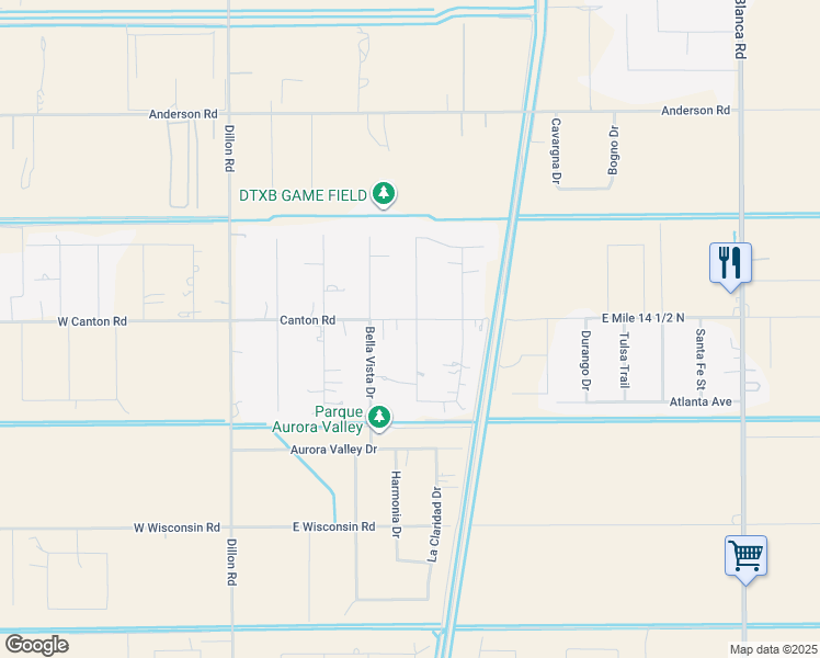 map of restaurants, bars, coffee shops, grocery stores, and more near 808 Canton Road in Donna