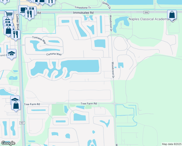 map of restaurants, bars, coffee shops, grocery stores, and more near 3163 Crystal Lake Drive in Naples