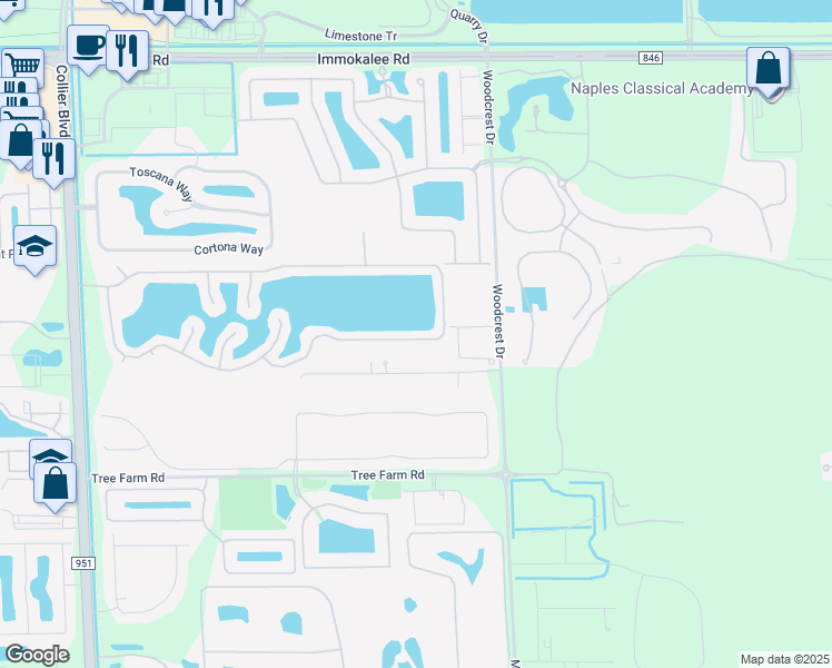 map of restaurants, bars, coffee shops, grocery stores, and more near 3163 Crystal Lake Drive in Naples