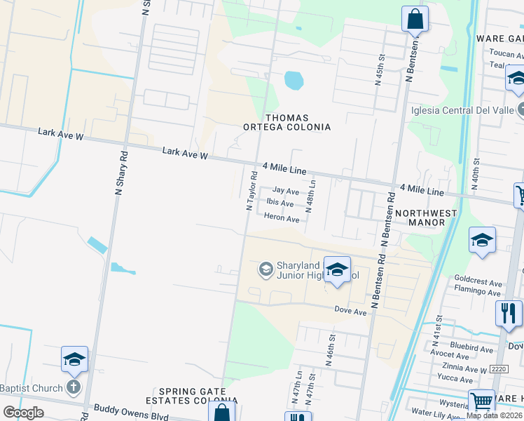 map of restaurants, bars, coffee shops, grocery stores, and more near 5028 Heron Avenue in McAllen