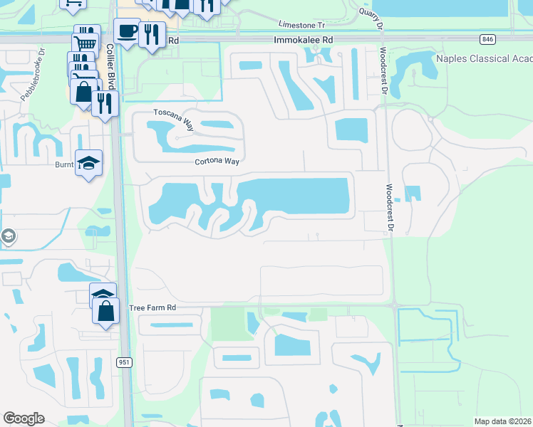 map of restaurants, bars, coffee shops, grocery stores, and more near 3139 Crystal Lake Drive in Naples
