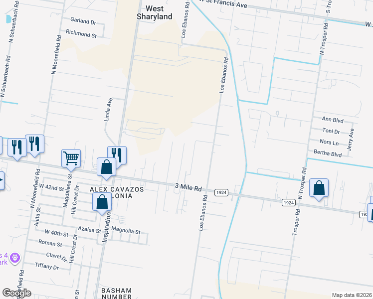 map of restaurants, bars, coffee shops, grocery stores, and more near 4408 Cavazos Street in Mission
