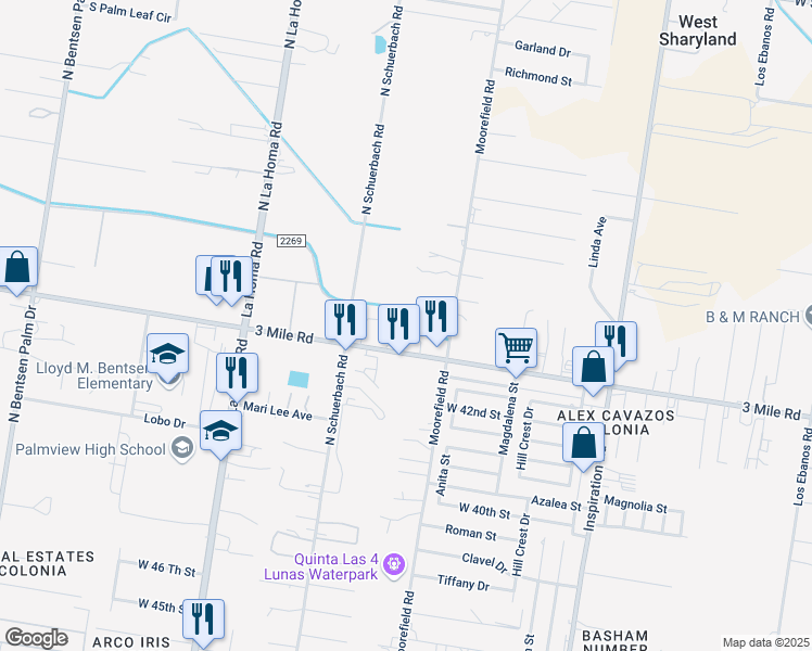 map of restaurants, bars, coffee shops, grocery stores, and more near 4308 Kings Drive in Mission