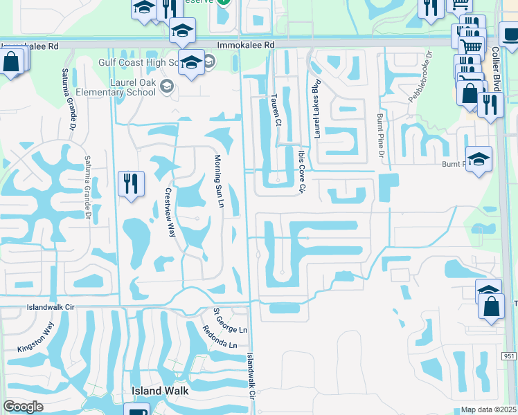 map of restaurants, bars, coffee shops, grocery stores, and more near 14562 Indigo Lakes Circle in Naples