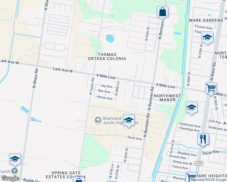 map of restaurants, bars, coffee shops, grocery stores, and more near 6038 North 48th Lane in McAllen