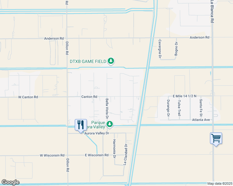 map of restaurants, bars, coffee shops, grocery stores, and more near 808 Canton Road in Donna