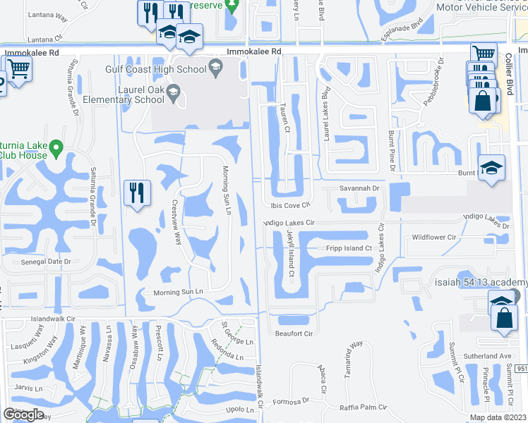 map of restaurants, bars, coffee shops, grocery stores, and more near 8523 Ibis Cove Circle in Naples