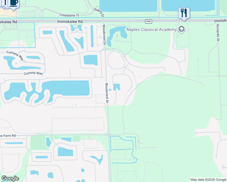 map of restaurants, bars, coffee shops, grocery stores, and more near 1839 Mustique Street in Naples