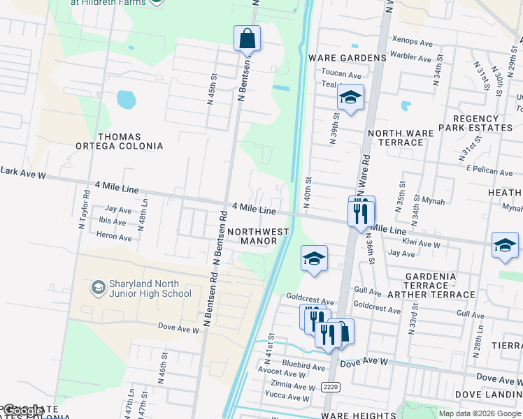 map of restaurants, bars, coffee shops, grocery stores, and more near 11000 North 42nd Street in McAllen