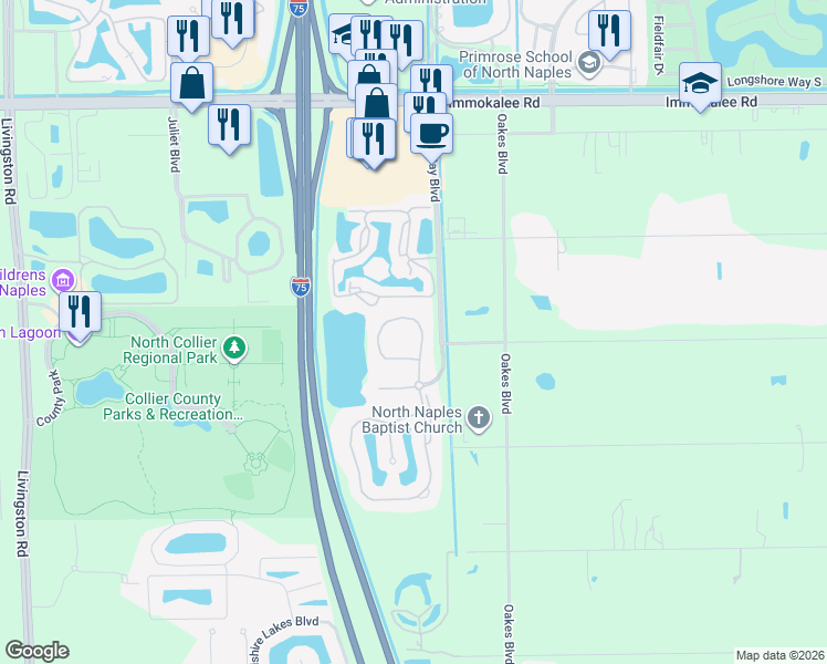 map of restaurants, bars, coffee shops, grocery stores, and more near 2037 Tarpon Bay Drive North in Naples